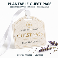 Badge personnalisé en papier grainé, planteur, pour événements d'entreprise aux États-Unis, avec gaufrage à chaud doré, faible MOQ
