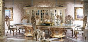 Đồ Nội Thất Hoàng Gia Bàn Tay Chạm Khắc Bằng Kính Hàng Đầu Bàn Ăn Và Ghế Đặt <span class=keywords><strong>12</strong></span> Chỗ Ngồi - Product Image 4