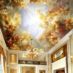 วอลเปเปอร์เพดานลายโบสถ์ 3 มิติ สไตล์ยุโรปย้อนยุค ภาพจิตรกรรมฝาผนังสั่งทำ - Product Image 1
