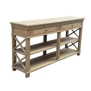 FH1030-160 French Wooden Furniture Curved Fancy Living Room Hallway Console Table 2 Drawers