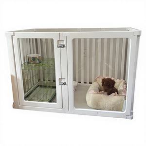 Clôture pour chien de petite et moyenne taille transparente <span class=keywords><strong>2026</strong></span>, <span class=keywords><strong>cage</strong></span> pour animaux de compagnie d'intérieur avec fermeture à bouton, fonction anti-évasion, en plastique et verre - Product Image 1