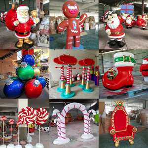 Décorations de Noël extérieures commerciales de grande taille, Père Noël et traîneau en fibre de verre imperméables grandeur nature, présentation créative - Product Image 6