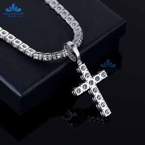 5mm VVS Moissanite diamante Cruz colgante 925 plata esterlina Jesús Cruz para collar hombres mujeres joyería fina encanto - Product Image 2