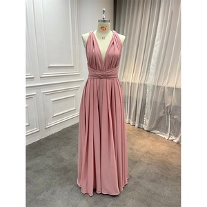 Robes de <span class=keywords><strong>demoiselle</strong></span> <span class=keywords><strong>d</strong></span>'<span class=keywords><strong>honneur</strong></span> personnalisées élégantes pour femmes, dos nu, plissées, ruban <span class=keywords><strong>rose</strong></span>, taille plus - Product Image 1