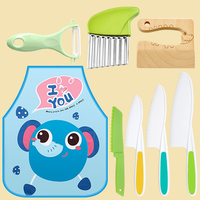Couteau de cuisine pour enfants, ensemble de couteaux en plastique à bords dentelés, couteau pour tout-petits, coupe-légumes ondulé, éplucheur, trancheurs de pommes de terre, planche à découper