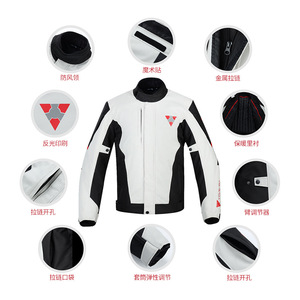 Veste de course pour moto YORRO pour homme, noire et blanche, imperméable, combinaison de conduite tout-terrain, style F1, équipement de protection sportif - Product Image 2