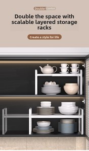 Étagère de rangement de cuisine extensible, meuble de rangement superposé, organisateur de comptoir pour assaisonnements, multifonctionnel, moderne - Product Image 6
