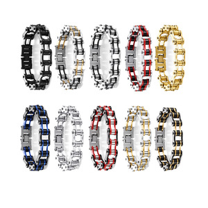 Men's Stainless Steel Chain <b>Bracelet</b> 12mm Wide 21.5cm Long Rock Style Motorcycle Bicycle Chain Jewelry - Product Image 1
