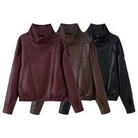 Commerce extérieur transfrontalier Automne Hiver 2025 Nouvelle veste blazer femme style européen américain à double col ample tendance en PU