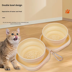 Fermuar kapatma ile 2 in 1 katlanır silikon hayvan mama kabı yeni açık taşıma kedi ve köpek maması kasesi - Product Image 2