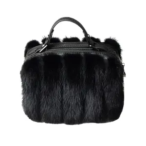 Fashion luxury ladies genuine mink cross body bag real fur handbags for women