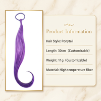 Extensions de queue de cheval ondulées dégradées pour enfants, en fibre haute température, avec élastique pré-noué, accessoires capillaires arc-en-ciel pour filles
