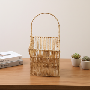Panier de rangement rectangulaire multifonctionnel en papier tissé à la main, écologique et durable, avec poignées, parfait pour la décoration et l'organisation - Product Image 2