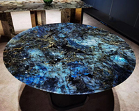 Prix des comptoirs en granit naturel personnalisés, Madagascar, granit bleu labradorite poli, réception d'hôtel