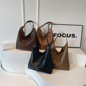 Basit Retro büyük kapasiteli Tote çanta rahat yumuşak deri doku moda koltukaltı omuz fermuar taşınabilir anne-in-hukuk PU - Product Image 4