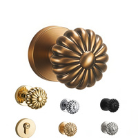 Poignée de porte silencieuse en laiton doré avec serrure, corps en zinc, cœur en cuivre pur, bouton sphérique américain pour portes en bois de chambre à coucher