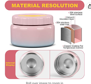 Aohea Contenant à déjeuner sous vide en acier inoxydable 18/8 à double paroi <span class=keywords><strong>Thermos</strong></span> isolé <span class=keywords><strong>pour</strong></span> aliments chauds soupe <span class=keywords><strong>pour</strong></span> les <span class=keywords><strong>repas</strong></span> - Product Image 5