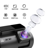 Caméra de tableau de bord 4K à 3 objectifs avec Wi-Fi et GPS, mini DVR de voiture 4K Sony, 3 caméras (avant, arrière et intérieur), 3 canaux 4K
