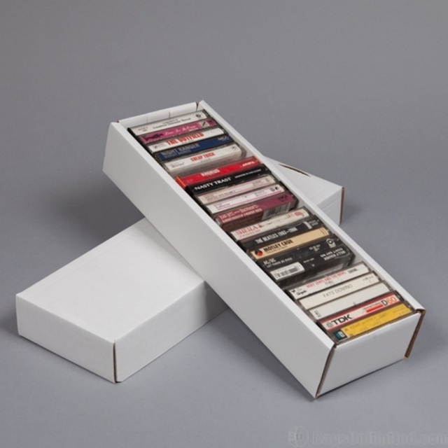 Custom Logo Audio Cassette White Storage Box Sturdy B-flute Corrugated Cardboard