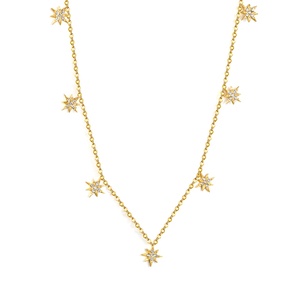 Bijoux fantaisie plaqués or 18 carats, collier pentagramme, chaîne fine, zircone, bijoux en acier inoxydable, collier étoile pour femmes - Product Image 1
