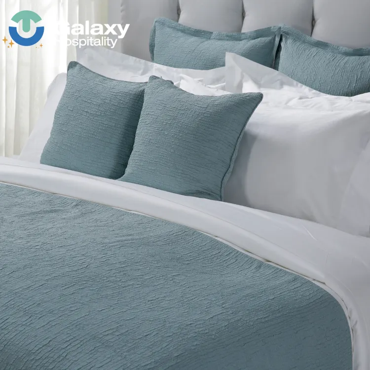 En gros drap de lit pur coton Satin housse de couette ensemble hôtel linge de lit simple draps
