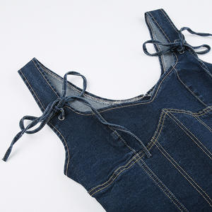 2023 Cross-border primavera gilet Sexy Sexy da ragazza Sexy tutina da donna t-Shirt sottile reggiseno in Denim dimagrante - Product Image 6