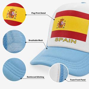 Gorra Trucker Personalizada con la Bandera de España, Malla Transpirable en la Parte Trasera y Visera Azul Claro, para Recuerdos Deportivos y Artículos para Fanáticos - Product Image 4