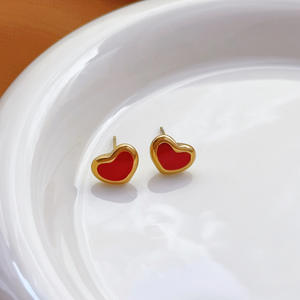 रोमांटिक गहने सेट 18k सोना-प्लेटेड स्टेनलेस स्टील तेल कई रंगों के दिल के हार के गहने - Product Image 5