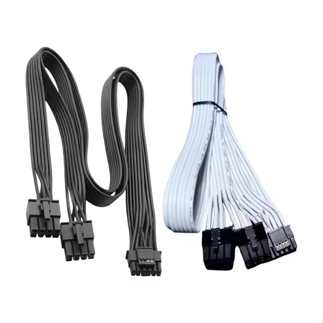 PCIE 5.0 Cable 16AWG Two 8Pin to 16Pin 12VHPWR Cable for Stable Power Supply