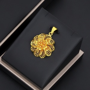 Pendentif en laiton plaqué or 24 carats pour femmes JXX, style hip-hop, design floral, bijoux pour enfants - Product Image 3
