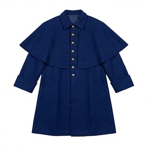 Abrigo de lana azul para hombre, doble botonadura, cuello alto, capa, ropa exterior, logotipo personalizado, uniforme, sobretodo - Product Image 1