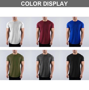 Biểu Tượng Tùy Chỉnh O Cổ Cotton Elastane Mens Phòng Tập Thể Dục Ngắn Tay Áo Thể Thao Hàng Đầu Đồng Bằng Trống Cơ Bắp Phù Hợp Với T-Shirts - Product Image 3