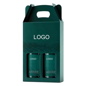 Cajas de botellas de vino con logotipo personalizado, caja de regalo reciclable para cerveza y vino, caja para colgar 2 botellas de vino - Product Image 2