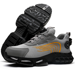 Bottes de sécurité sportives unisexes en cuir microfibre noir, antidérapantes, avec embout en acier, respirantes, à lacets, pour toutes les saisons - Product Image 2