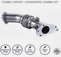 Combo Turbo Uppipe et Downpipe en Acier Inoxydable Poli, Section Flexible à Haut Débit, Fixation Directe par Boulons pour Subaru Impreza WRX STI 02-07