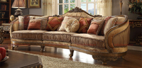 Ensemble de canapés de luxe au design élégant, en bois massif, pour salon, avec revêtement en tissu, canapés Chesterfield à structure en bois