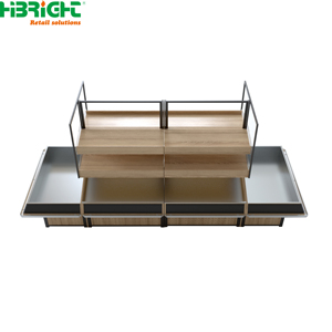 Estantería de góndola para supermercado con diseño de madera, unidad de estanterías metálicas para tienda minorista con paneles divisores - Product Image 2