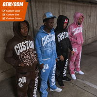 Vente en gros personnalisé Y2K pour sweats à capuche imprimés bouffants pour hommes logo brodé poids lourd respirant Streetwear survêtement fermeture éclair complète