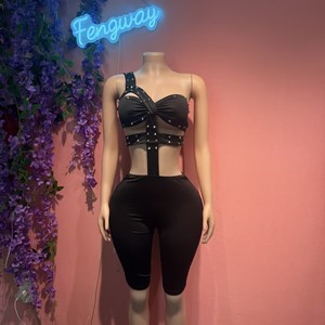 Nuova <span class=keywords><strong>Tuta</strong></span> Estiva 2026 da Donna alla Moda, Personalizzata con Borchie, Sexy, Scavata, Slim-Fit - Product Image 6
