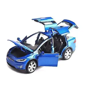 EPT Atacado 1:32 Escala Modelo De Carro Tesla Modelo X Carro De Brinquedo Som Luz Puxar Para Trás Modelo Diecast Brinquedos
