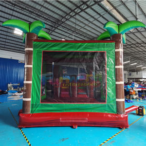 Castillo inflable tropical de doble carril para niños con tobogán, combo comercial con tobogán inflable para eventos - Product Image 5