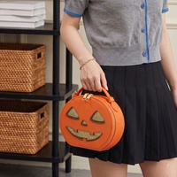 Tas Selempang Halloween Kecil Bergaya Kartun Gothic Bentuk Labu 2026 Mode Terbaru Penutup Ritsleting Kulit PU Tahan Air Dompet Lucu Tunggal