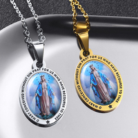Collier en acier inoxydable 3D tendance, design classique personnalisé, médailles religieuses en métal Saint Christophe, Vierge Marie ou collier