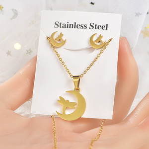 Kingcome - Juego de Joyería de Acero Inoxidable para Mujer, Collar con Colgante y Aretes de Oro de 18 Quilates, Precio Económico al por Mayor - Product Image 6