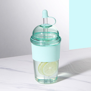 Gobelet en plastique transparent à <span class=keywords><strong>double</strong></span> <span class=keywords><strong>paroi</strong></span> de 430 ml, design mignon, <span class=keywords><strong>tasse</strong></span> à boire d'été avec paille, utilisation à domicile, mariages, tasses à thé, bière - Product Image 5