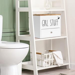 Support mural en bois pour tampons avec tiroir et couvercle, organisateur de cotons-tiges, boîte de rangement pour tampons en coton - Product Image 2
