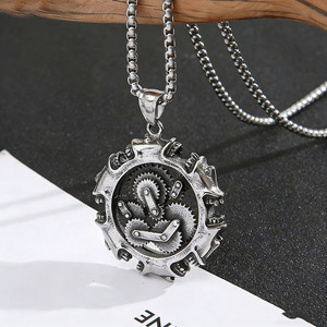 yunnique <b>Steampunk</b> Style Gear Pendant Necklace Stainless Steel Men's Spike Geometric Design JD215 - Product Image 2