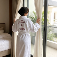 Peignoir en coton 100% avec broderie personnalisée, doux, séchage rapide, respirant, unisexe, blanc, pour hôtel, spa, cadeau de mariage