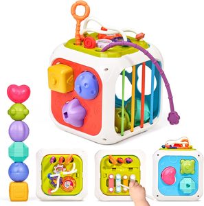 DADI OEM/ODM <span class=keywords><strong>6</strong></span> 12 <span class=keywords><strong>Mois</strong></span> Éducatifs Enfants Apprentissage Tirant Chaîne Élastique Corde Empilable Bloc Jouet 7 En 1 Bébé <span class=keywords><strong>Activité</strong></span> <span class=keywords><strong>Cube</strong></span> - Product Image 2