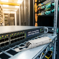XINHAOZE Transceiver Serat Optik Kelas Industri 40G QSFP+ LR4 DDM 10km SMF LC Duplex Kabel LAN Interkoneksi Pusat Data